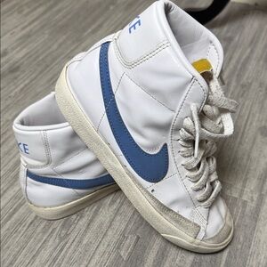 Nike White and Blue Blazers High Tops Size 7